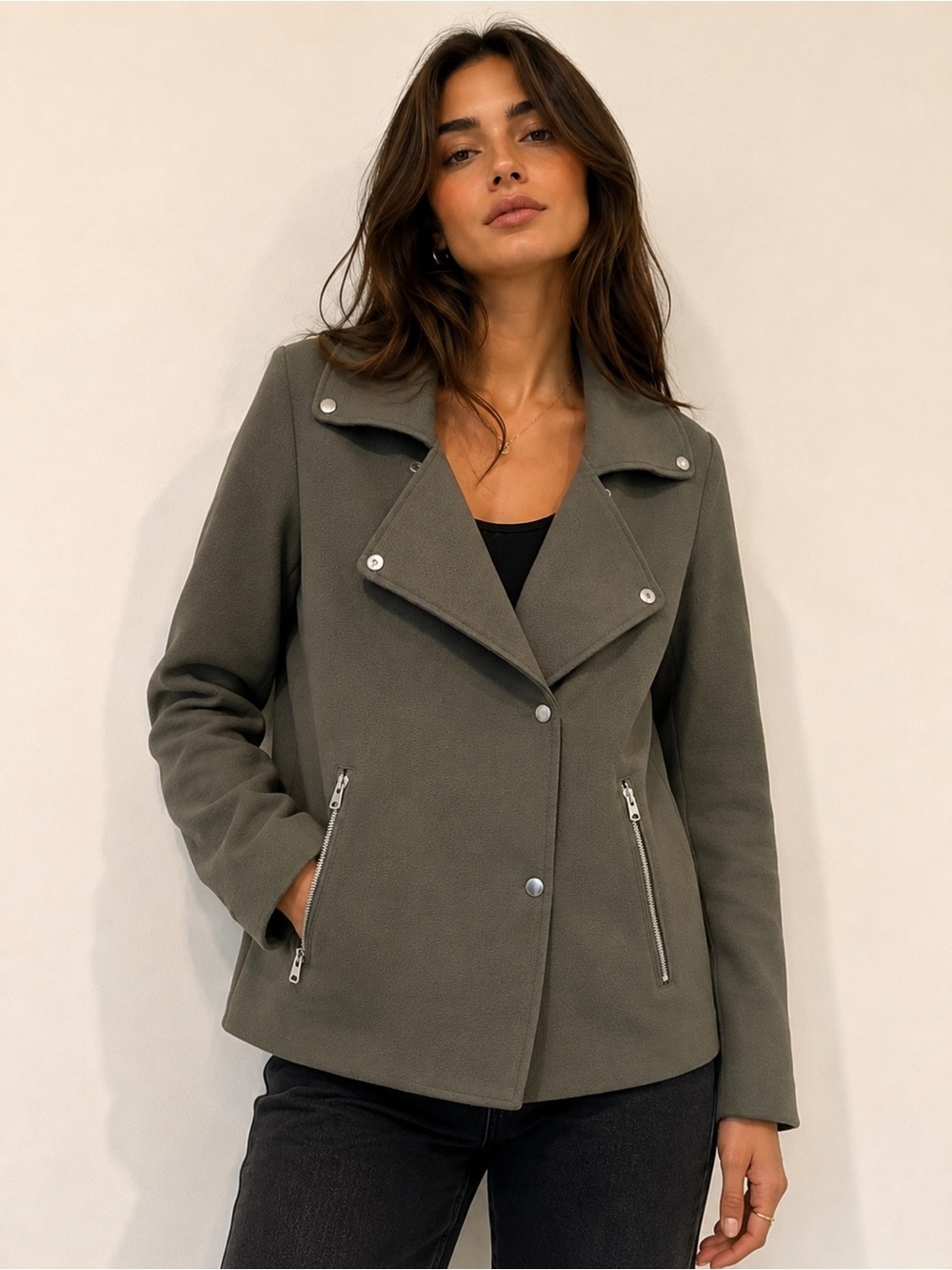 Wilfred Olive Green Moto Jacket | Minimalist Coat | Aritzia